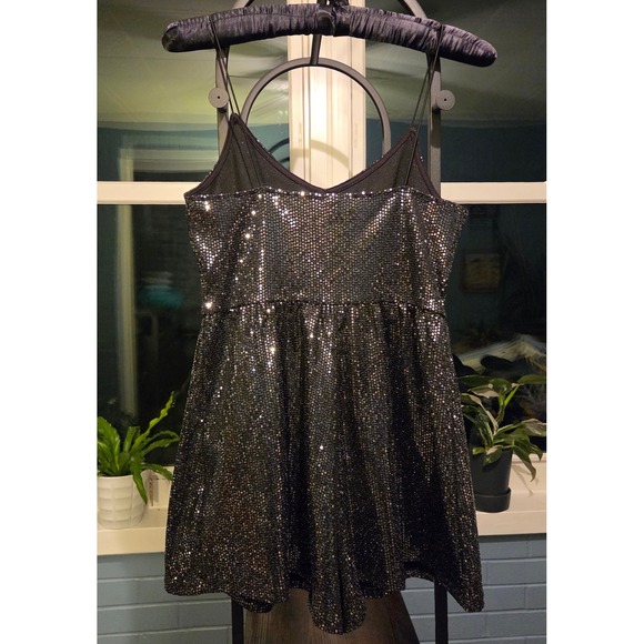 Divided H&M Sequin Romper Party Jumpsuit Sequence V Neck Sleeveless Black Size S - Picture 5 of 5